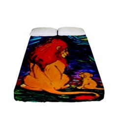 Lion Art Starry Night Van Gogh Fitted Sheet (full/ Double Size) by Modalart