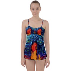 Lion Art Starry Night Van Gogh Babydoll Tankini Set by Modalart