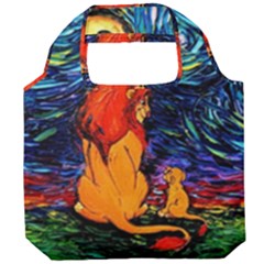 Lion Art Starry Night Van Gogh Foldable Grocery Recycle Bag by Modalart