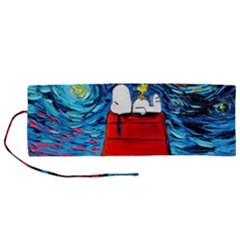 Red House Dog Cartoon Starry Night Roll Up Canvas Pencil Holder (m) by Modalart