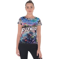 Hollywood Art Starry Night Van Gogh Short Sleeve Sports Top  by Modalart