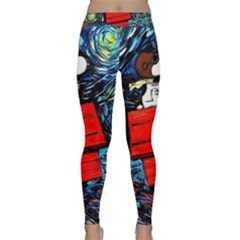 Dog Flying House Cartoon Starry Night Vincent Van Gogh Parody Classic Yoga Leggings by Modalart