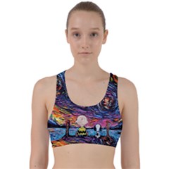 Cartoon Dog Vincent Van Gogh s Starry Night Parody Back Weave Sports Bra by Modalart