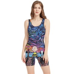 Cartoon Dog Vincent Van Gogh s Starry Night Parody Women s Wrestling Singlet by Modalart