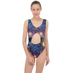 Cartoon Dog Vincent Van Gogh s Starry Night Parody Center Cut Out Swimsuit by Modalart