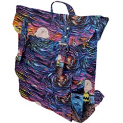 Cartoon Dog Vincent Van Gogh s Starry Night Parody Buckle Up Backpack by Modalart