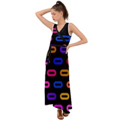 Pattern Background Structure Black V-neck Chiffon Maxi Dress by Pakjumat