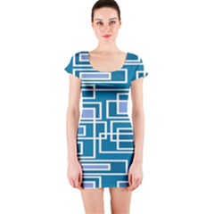 Geometric Rectangle Shape Linear Short Sleeve Bodycon Dress by Pakjumat