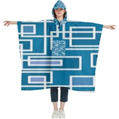 Geometric Rectangle Shape Linear Women s Hooded Rain Ponchos by Pakjumat