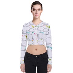 Set Chalk Out Chitchat Scribble Long Sleeve Zip Up Bomber Jacket by Pakjumat