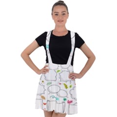 Set Chalk Out Chitchat Scribble Velvet Suspender Skater Skirt