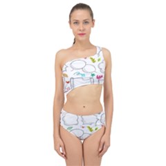 Set Chalk Out Chitchat Scribble Spliced Up Two Piece Swimsuit by Pakjumat