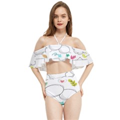 Set Chalk Out Chitchat Scribble Halter Flowy Bikini Set  by Pakjumat