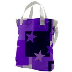 Purple Stars Pattern Shape Canvas Messenger Bag by Pakjumat