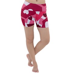 Pink Hearts Pattern Love Shape Lightweight Velour Yoga Shorts by Pakjumat