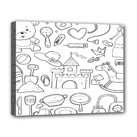 Baby Hand Sketch Drawn Toy Doodle Deluxe Canvas 20  X 16  (stretched) by Pakjumat