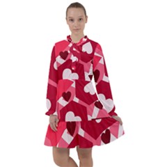 Pink Hearts Pattern Love Shape All Frills Chiffon Dress by Pakjumat