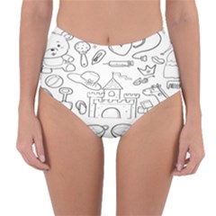 Baby Hand Sketch Drawn Toy Doodle Reversible High-waist Bikini Bottoms by Pakjumat