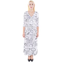 Baby Hand Sketch Drawn Toy Doodle Quarter Sleeve Wrap Maxi Dress by Pakjumat