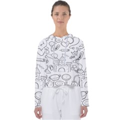 Baby Hand Sketch Drawn Toy Doodle Women s Slouchy Sweat by Pakjumat