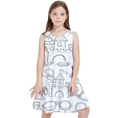 Baby Hand Sketch Drawn Toy Doodle Kids  Skater Dress by Pakjumat