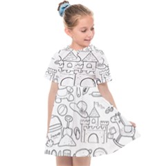 Baby Hand Sketch Drawn Toy Doodle Kids  Sailor Dress by Pakjumat