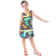 Repetition Seamless Child Sketch Kids  Sleeveless Dress by Pakjumat