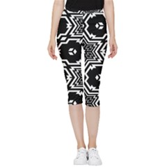 Black And White Pattern Background Structure Inside Out Lightweight Velour Capri Leggings  by Pakjumat
