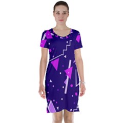 Memphis Pattern Geometric Abstract Short Sleeve Nightdress by Pakjumat