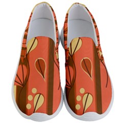 Amber Yellow Stripes Leaves Floral Men s Lightweight Slip Ons by Pakjumat