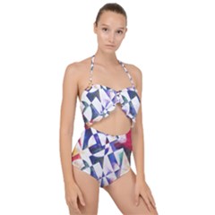 Abstract Art Work 1 Scallop Top Cut Out Swimsuit