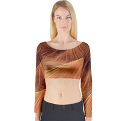 Sandstone The Wave Rock Nature Red Sand Long Sleeve Crop Top