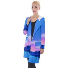 Winter Landscape Snow Forest Trees Hooded Pocket Cardigan by Amaryn4rt