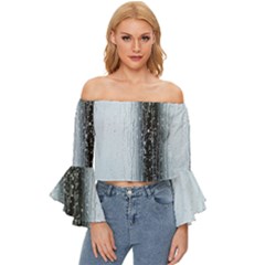 Rain Raindrop Drop Of Water Drip Off Shoulder Flutter Bell Sleeve Top by Amaryn4rt