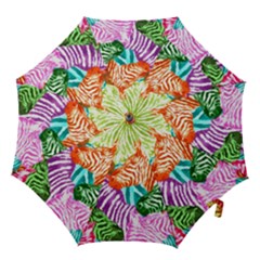 Zebra Colorful Abstract Collage Hook Handle Umbrellas (large) by Amaryn4rt