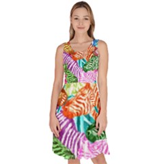 Zebra Colorful Abstract Collage Knee Length Skater Dress With Pockets by Amaryn4rt