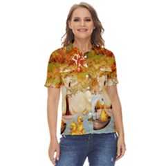 Art Kuecken Badespass Arrangemen Women s Short Sleeve Double Pocket Shirt