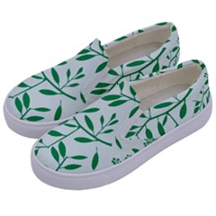 Leaves Foliage Green Wallpaper Kids  Canvas Slip Ons by Amaryn4rt