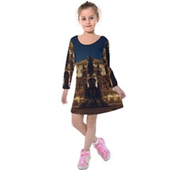 Dresden Semper Opera House Kids  Long Sleeve Velvet Dress by Amaryn4rt