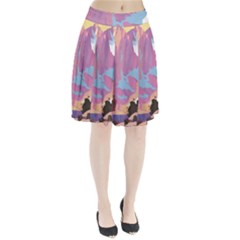 Pink Mountains Grand Canyon Psychedelic Mountain Pleated Skirt by Modalart