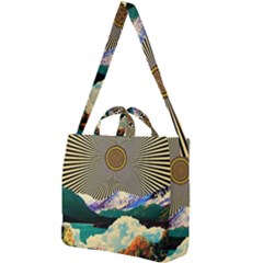 Surreal Art Psychadelic Mountain Square Shoulder Tote Bag by Modalart