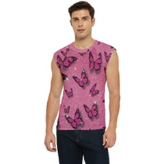 Pink Glitter Butterfly Men s Raglan Cap Sleeve T-shirt by Modalart