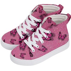 Pink Glitter Butterfly Kids  Hi-top Skate Sneakers by Modalart