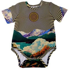 Surreal Art Psychadelic Mountain Baby Short Sleeve Bodysuit by Modalart