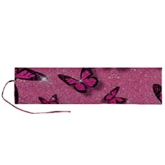 Pink Glitter Butterfly Roll Up Canvas Pencil Holder (l)