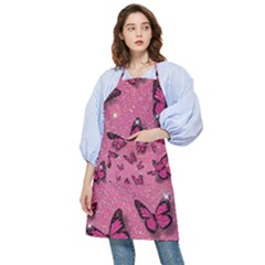 Pink Glitter Butterfly Pocket Apron by Modalart