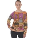 Pusheen Cute Fall The Cat Off Shoulder Long Sleeve Velour Top View1