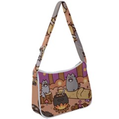 Pusheen Cute Fall The Cat Zip Up Shoulder Bag