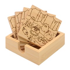 Pusheen Cute Fall The Cat Bamboo Coaster Set by Modalart