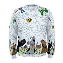 Dog Puzzle Maze Bee Butterfly Men s Sweatshirt by Modalart